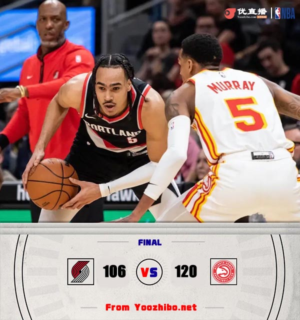 老鹰120-106战胜开拓者 <a href=/star-player/lanqiuxg/124.html target=_blank class=infotextkey>穆雷</a>30+7 班顿31+9