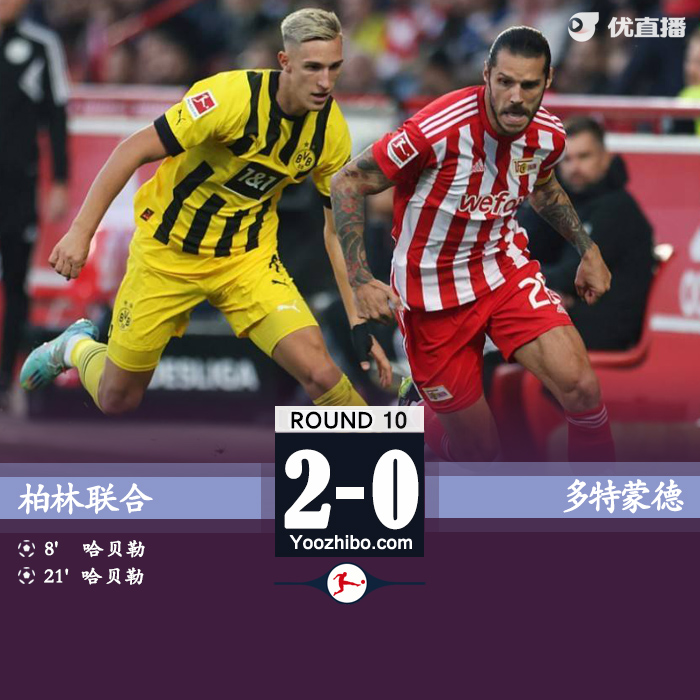 <a href=/zuqiuxg/dortmund/ target=_blank class=infotextkey>多特蒙德</a>0-2柏林联合 科贝尔“超巨失误”送礼哈贝勒双响