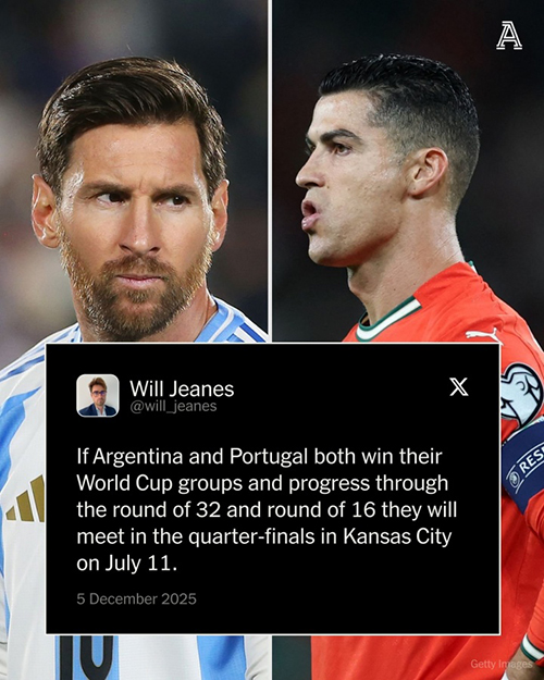 阿根廷葡萄牙若小组头名出线，<a href=/star-player/zuqiuxg/119.html target=_blank class=infotextkey>梅西</a>C罗1/4决赛将提前相遇