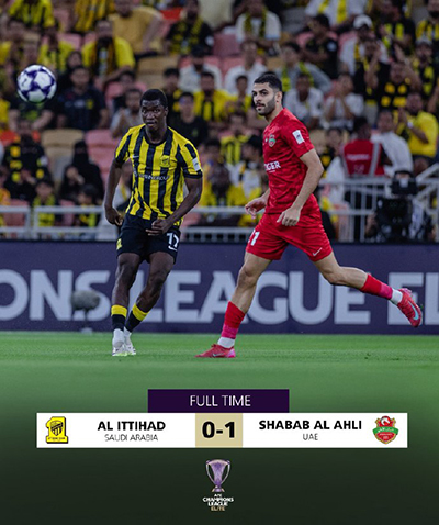 吉达联合主场0-1迪拜国民，遭遇亚冠两连败